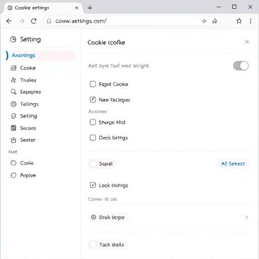 Browser settings interface showing cookie management options.