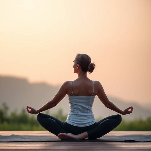 Person practicing yoga in a peaceful setting